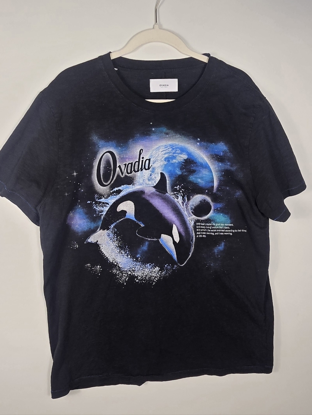 Adia Black Tee with Blue & Purple Orca Graphic